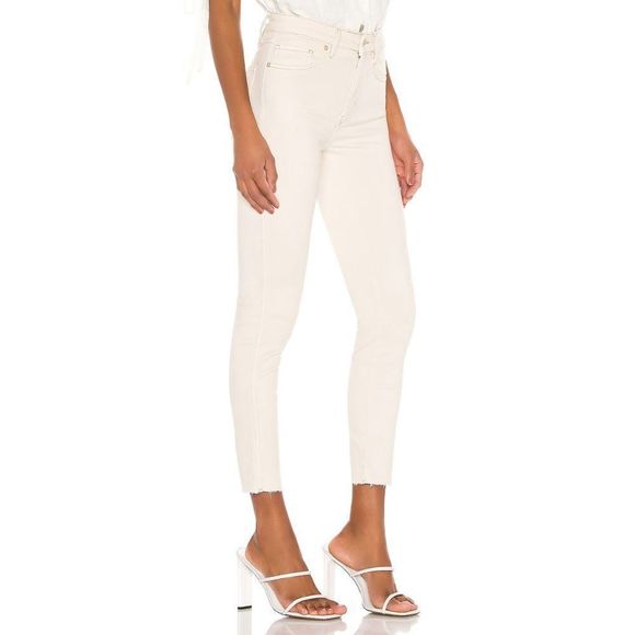 Free People Womens Raw Hem Cropped Denim Leggings Jeans Beige 24 - Picture 2 of 11